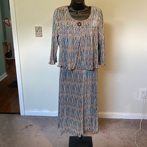 Pre-OWNED CONNECTED WOMEN’S APPAREL 
Brown & Teal Blue Midi DRESS